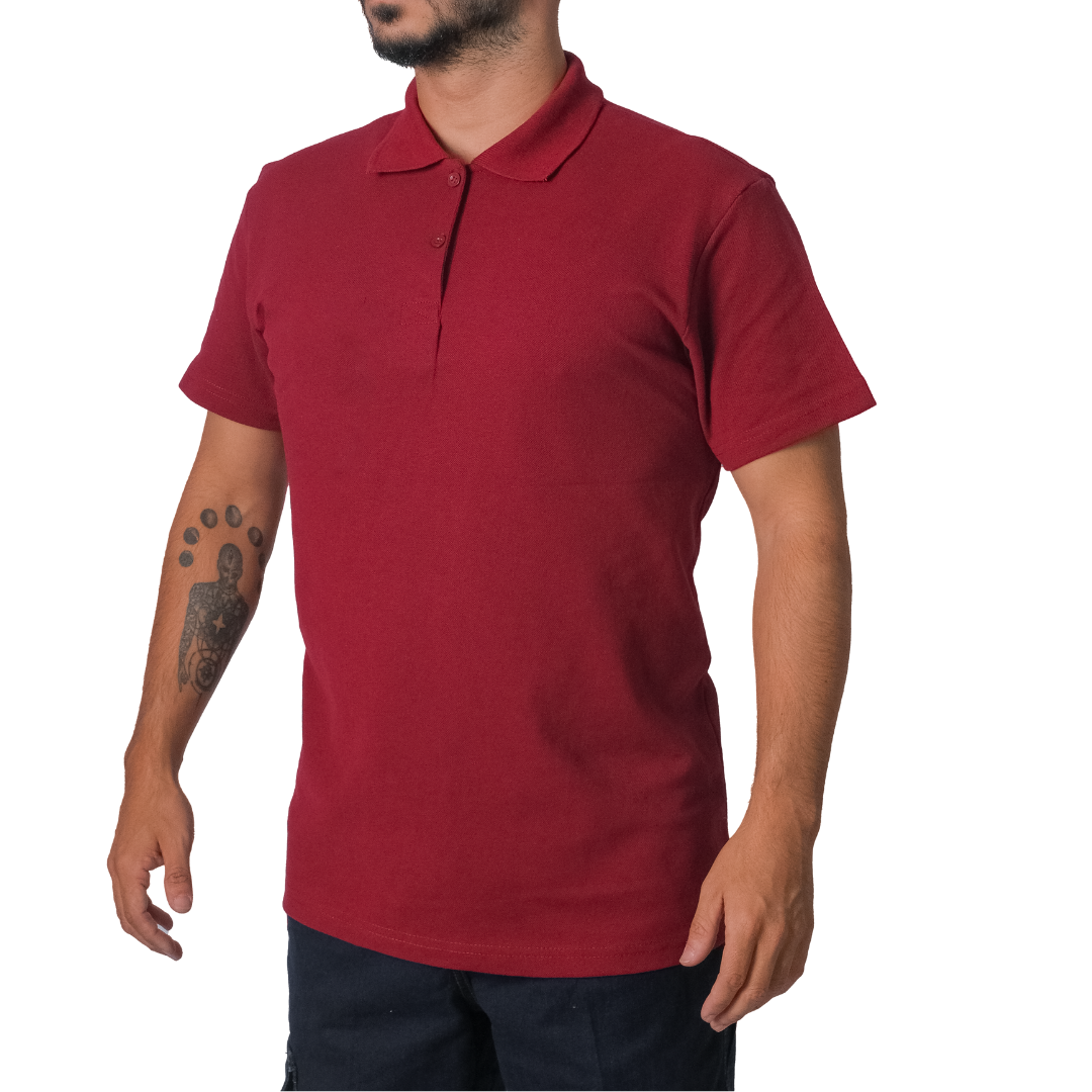 Baskılı Polo Yaka Tişört Basic Bordo Baskılı Polo Yaka Tişört Basic Bordo