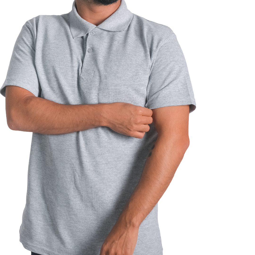 Baskılı Polo Yaka Tişört Basic Gri Baskılı Polo Yaka Tişört Basic Gri