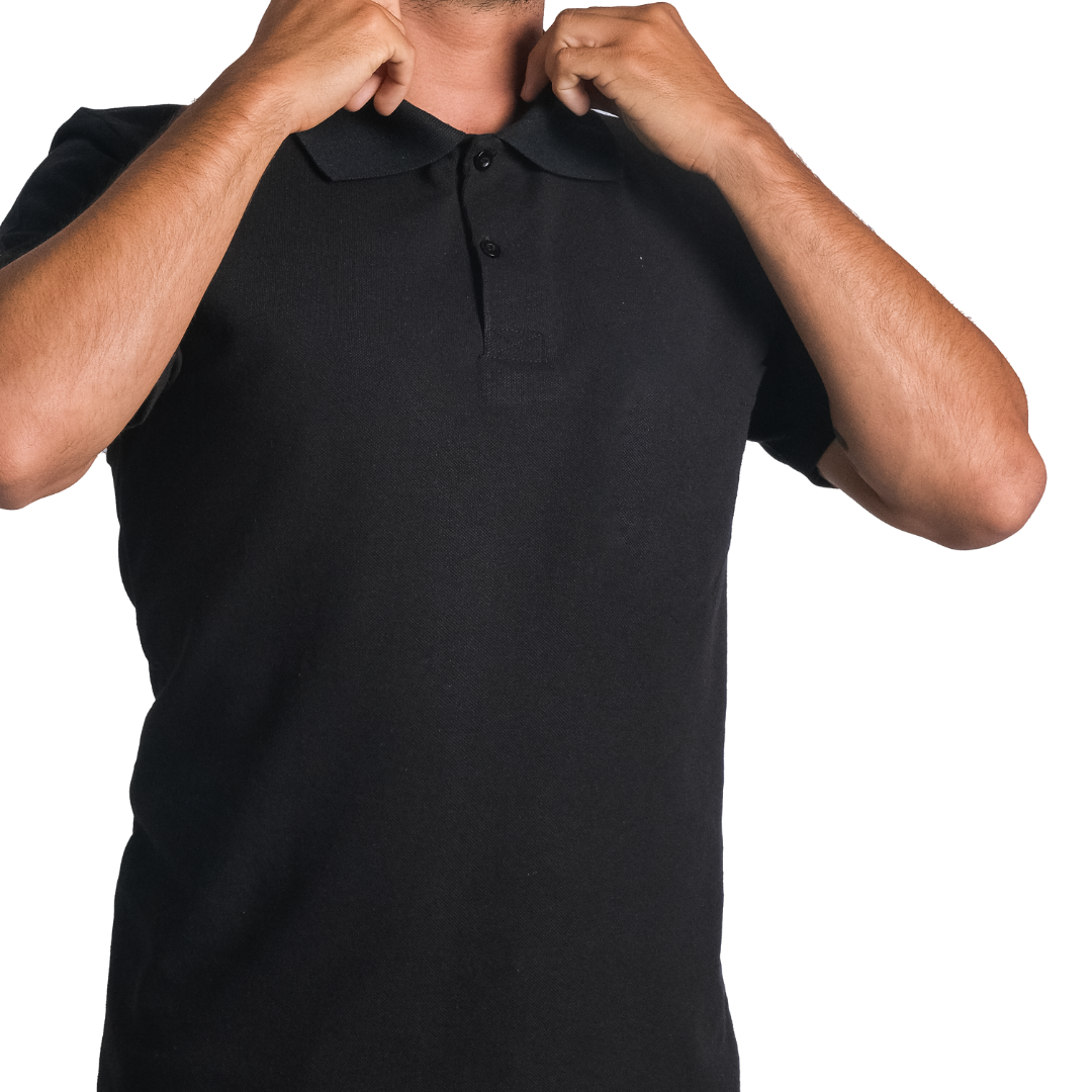 Baskılı Polo Yaka Tişört Basic Siyah Baskılı Polo Yaka Tişört Basic Siyah