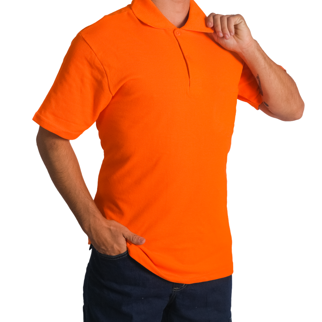 Baskılı Polo Yaka Tişört Basic Turuncu Baskılı Polo Yaka Tişört Basic Turuncu