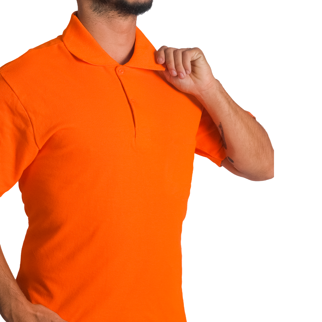 Baskılı Polo Yaka Tişört Basic Turuncu