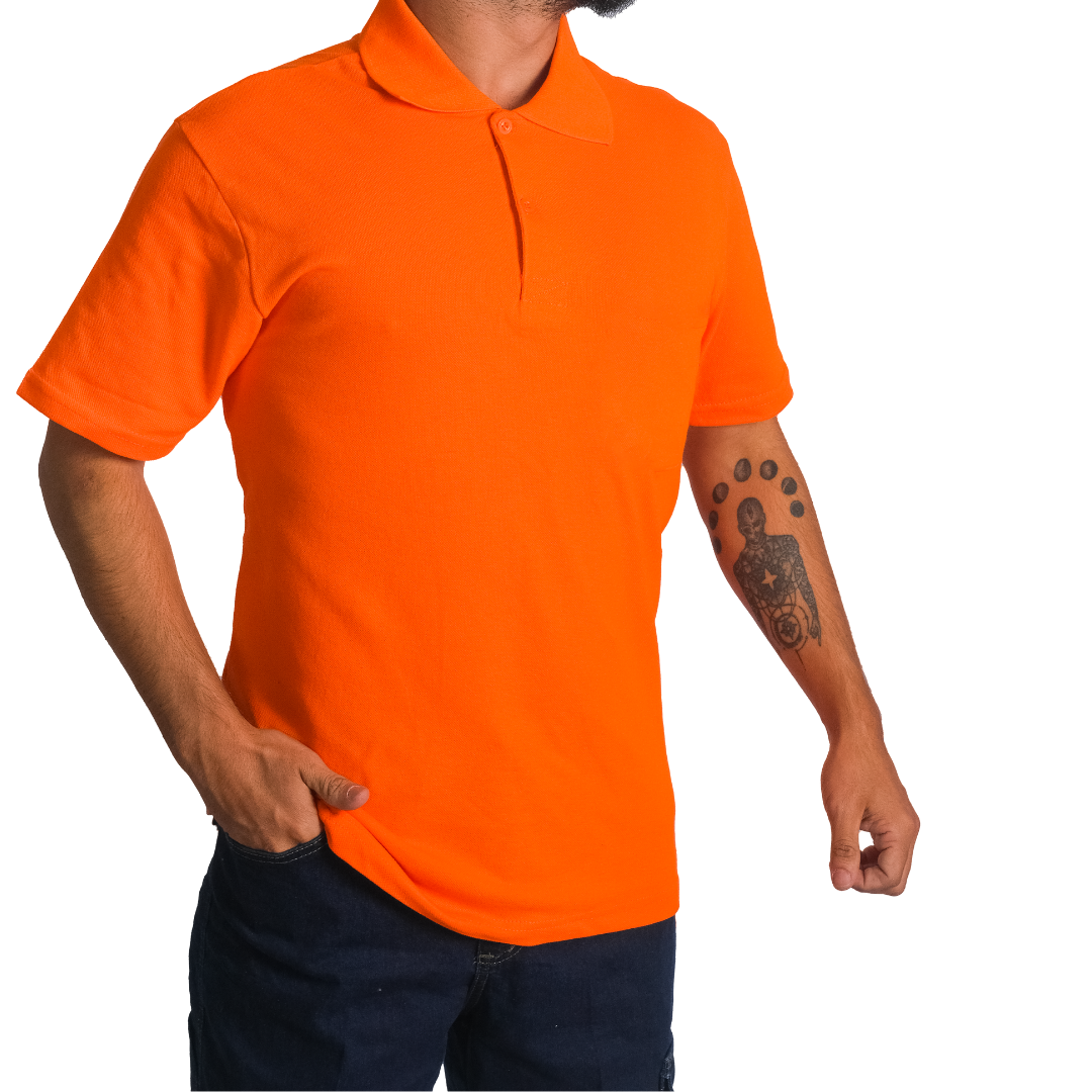 Baskılı Polo Yaka Tişört Basic Turuncu