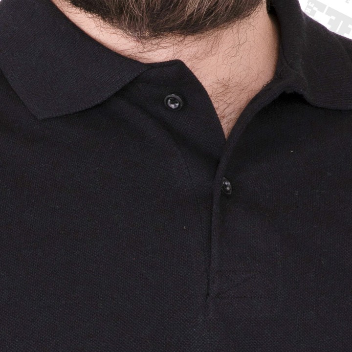 Basic  Polo Yaka Tişört Uzun Kol Siyah