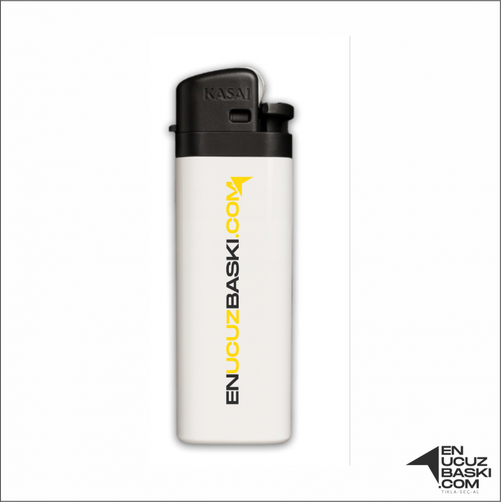 Baskılı Kasai Çakmak Beyaz Çift Yön Baskı (En Az 100 Adet)