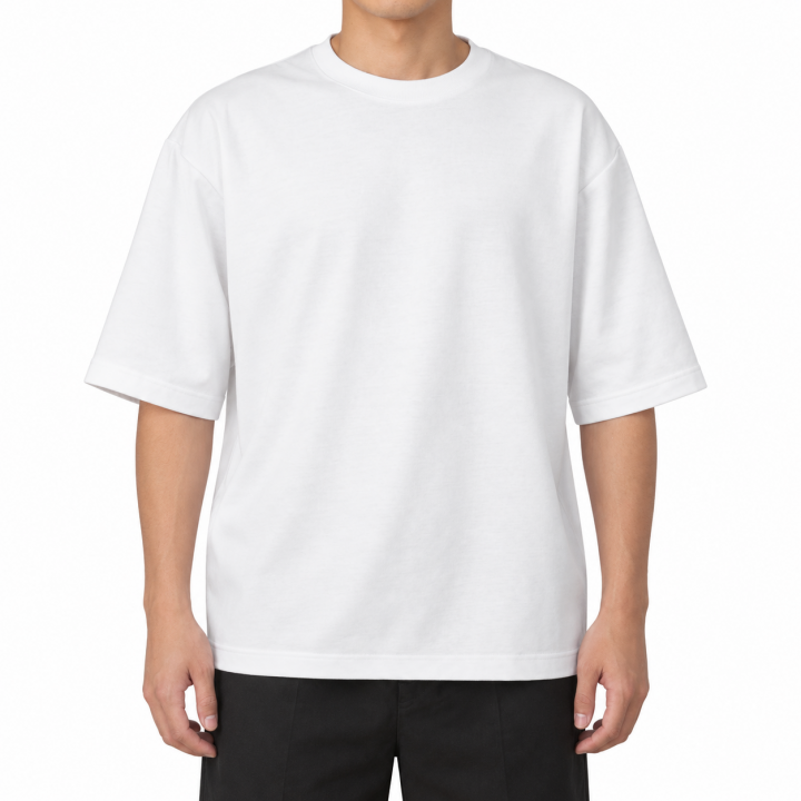 Baskılı Over Size T-shirt Beyaz - Premium