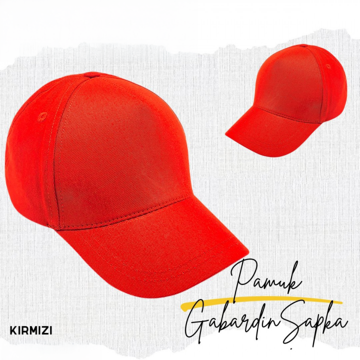 Baskılı Pamuk Gabardin Şapka Kırmızı