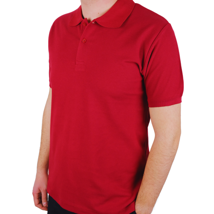 Baskılı Polo Yaka Premium Tişört Bordo - TOPTAN (10 Adet)