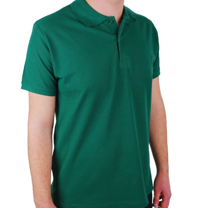 Baskılı Polo Yaka Premium Tişört Koyu Yeşli - TOPTAN (10 Adet)