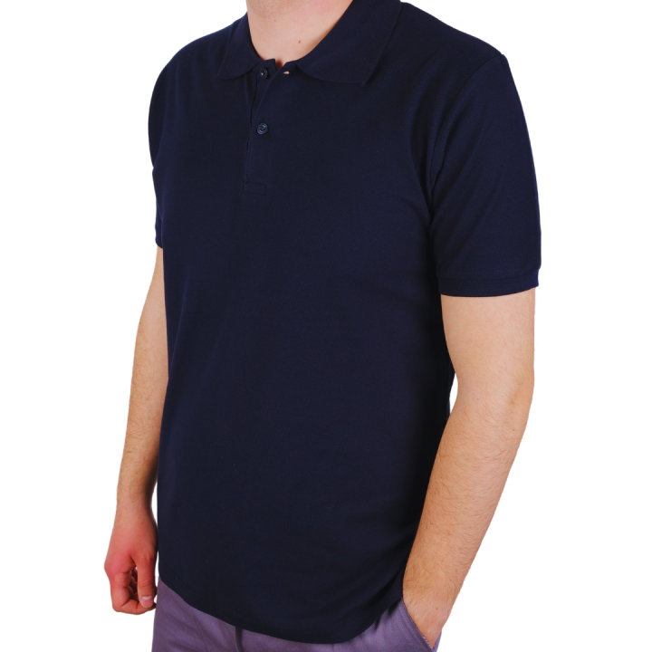 Baskılı Polo Yaka Premium Tişört Lacivert - TOPTAN (10 Adet)