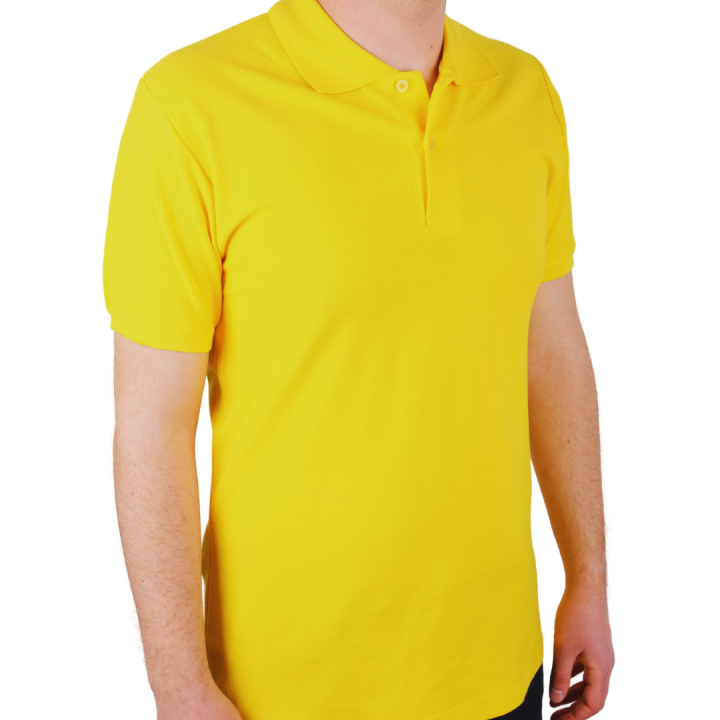 Baskılı Polo Yaka Premium Tişört Sarı - TOPTAN (10 Adet)