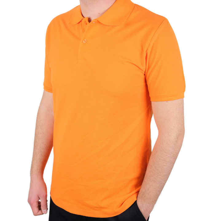 Baskılı Polo Yaka Premium Tişört Turuncu - TOPTAN (10 Adet)