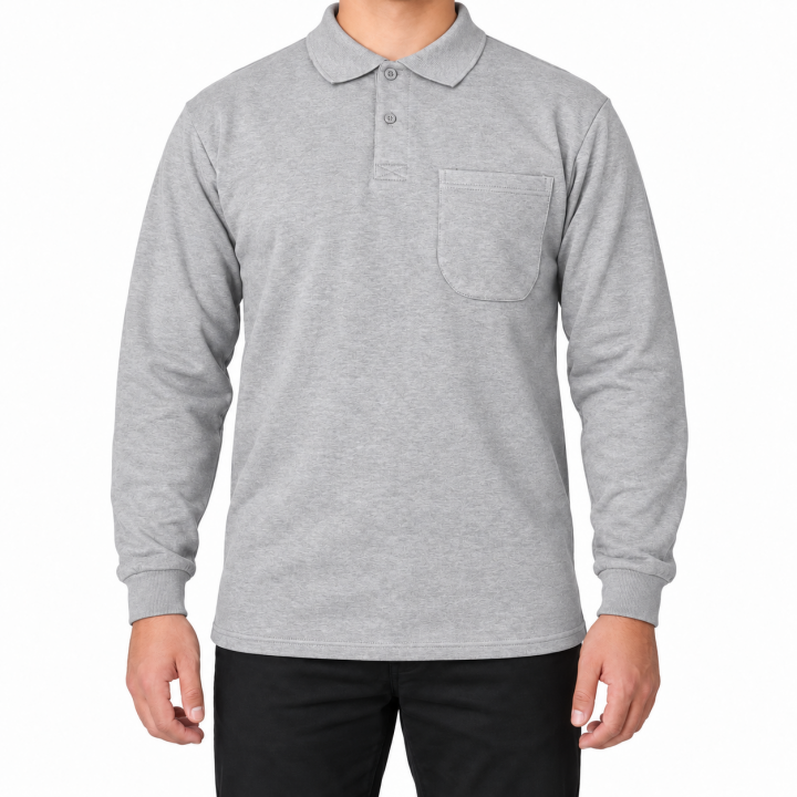 Baskılı Polo Yaka Sweat Gri