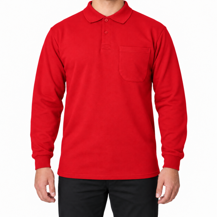 Baskılı Polo Yaka Sweat Kırmızı