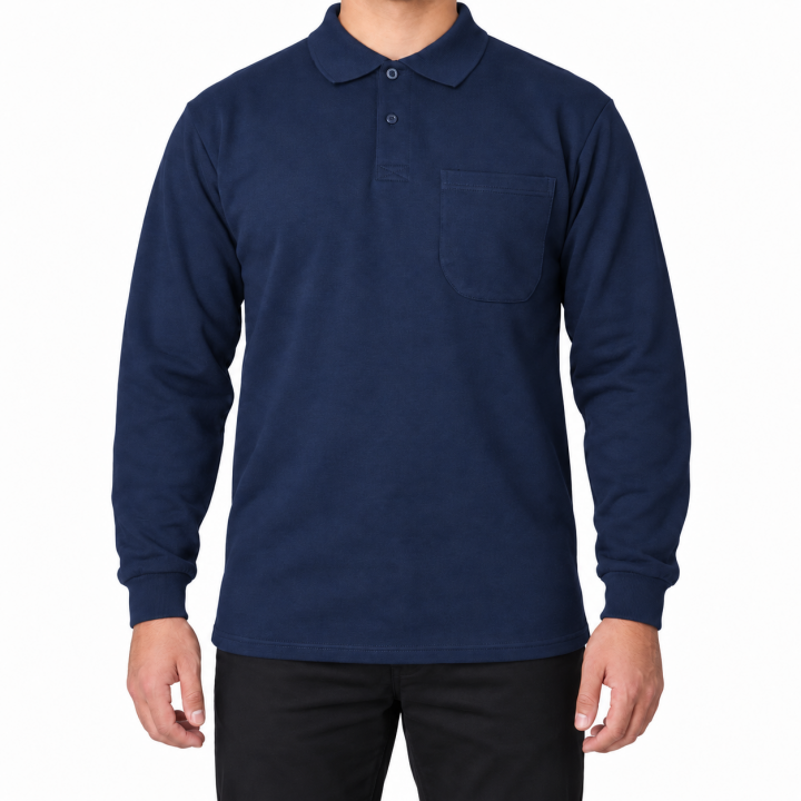 Baskılı Polo Yaka Sweat Lacivert