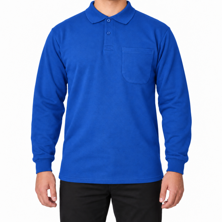 Baskılı Polo Yaka Sweat Saks Mavi