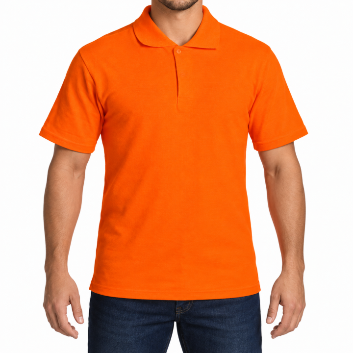 Baskılı Polo Yaka Tişört Basic Turuncu