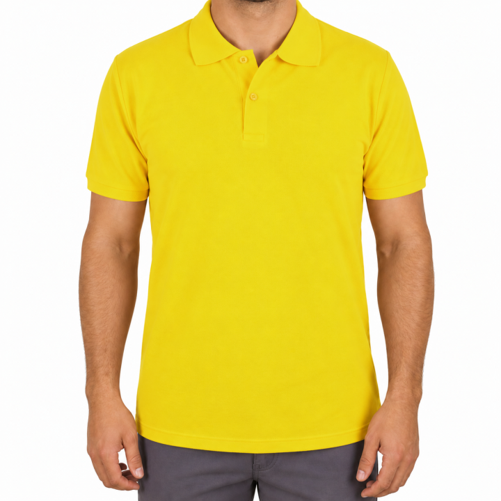Baskılı Polo Yaka Tişört Premium Sarı