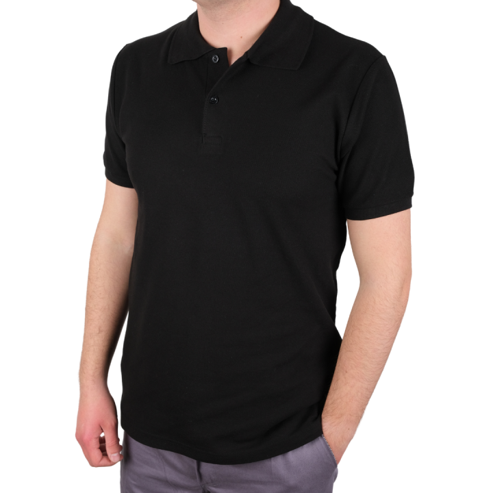 Baskılı Polo Yaka Tişört Premium Siyah