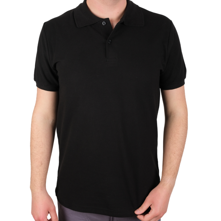 Baskılı Polo Yaka Tişört Premium Siyah