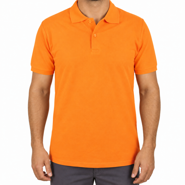 Baskılı Polo Yaka Tişört Premium Turuncu