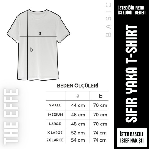 Baskılı Sıfır Yaka Basic Tişört Saks Mavi - TOPTAN (10 Adet)