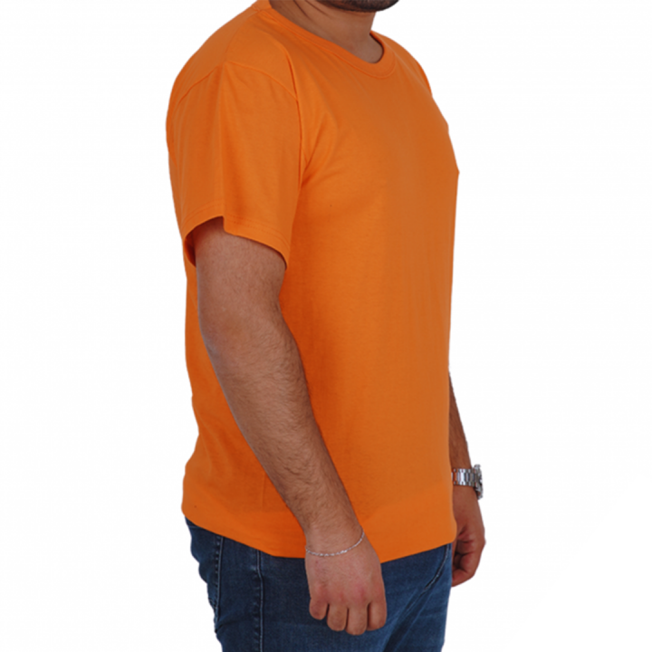 Baskılı Sıfır Yaka Basic Tişört Turuncu