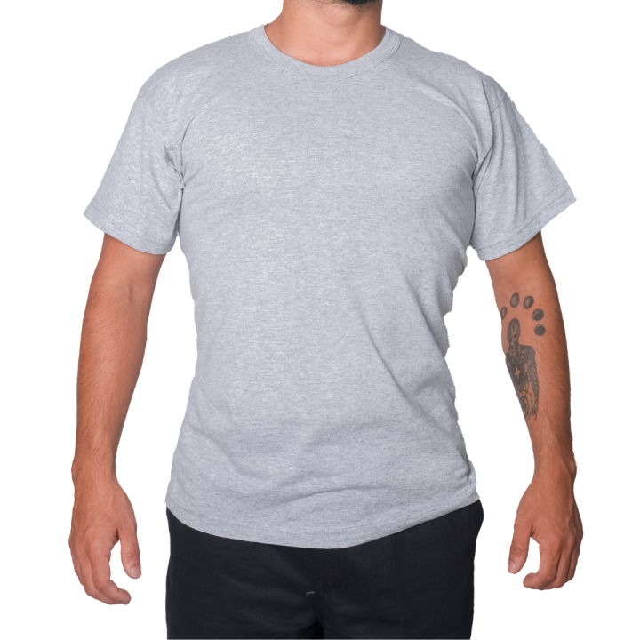 Baskılı Sıfır Yaka Company Tişört Gri - TOPTAN (10 Adet)