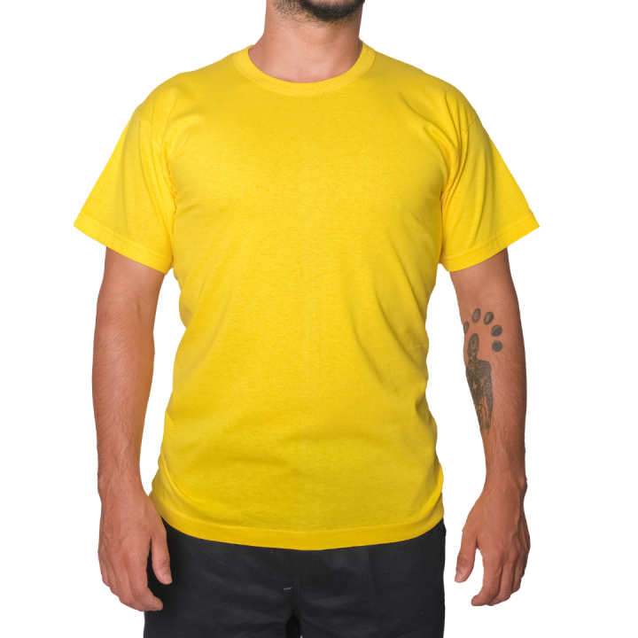 Baskılı Sıfır Yaka Company Tişört Sarı - TOPTAN (10 Adet)