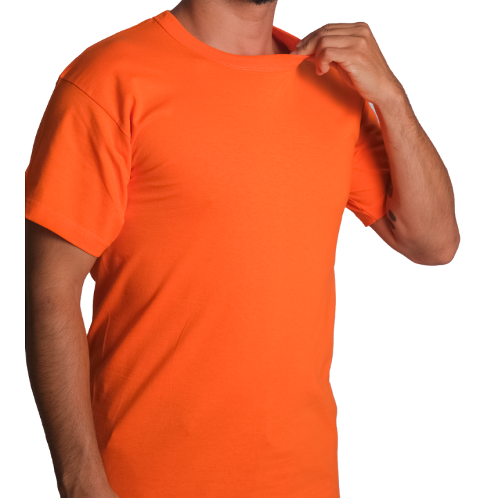 Baskılı Sıfır Yaka Company Tişört Turuncu - TOPTAN (10 Adet)