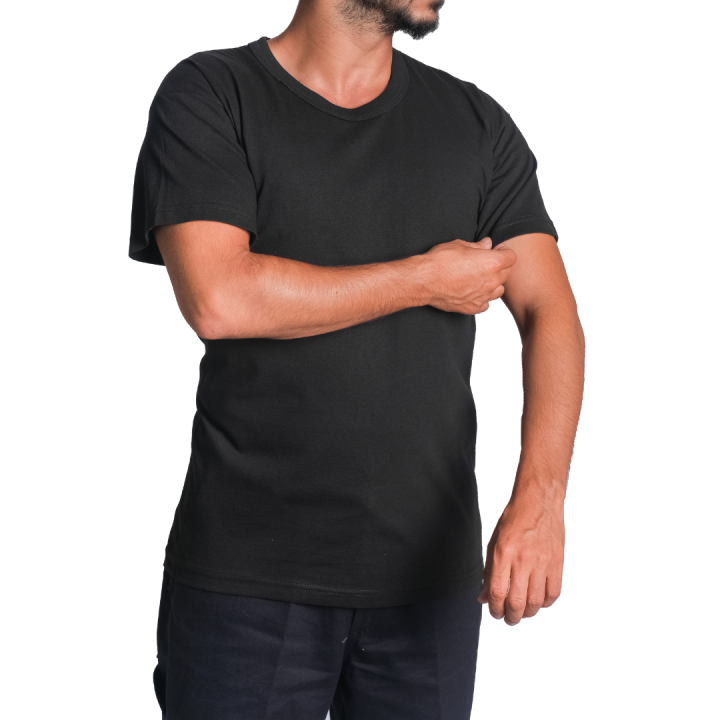 Baskılı Sıfır Yaka Company Tişört Siyah- TOPTAN (10 Adet)