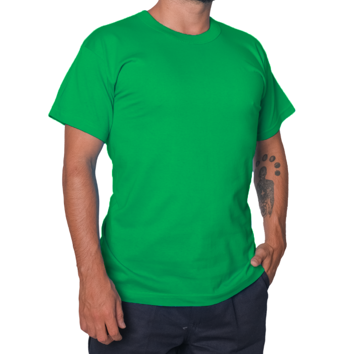 Baskılı Sıfır Yaka Company Tişört Yeşil - TOPTAN (10 Adet)