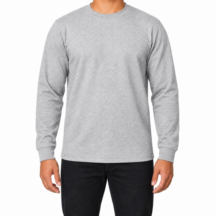 Baskılı Sıfır Yaka Sweat Gri