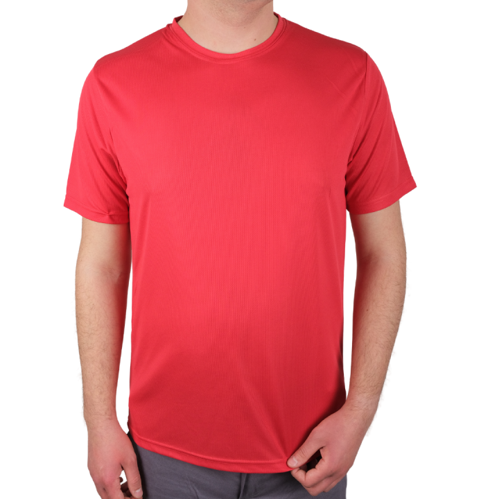 Baskılı Sıfır Yaka T-shirt Kırmızı - Dry Touch