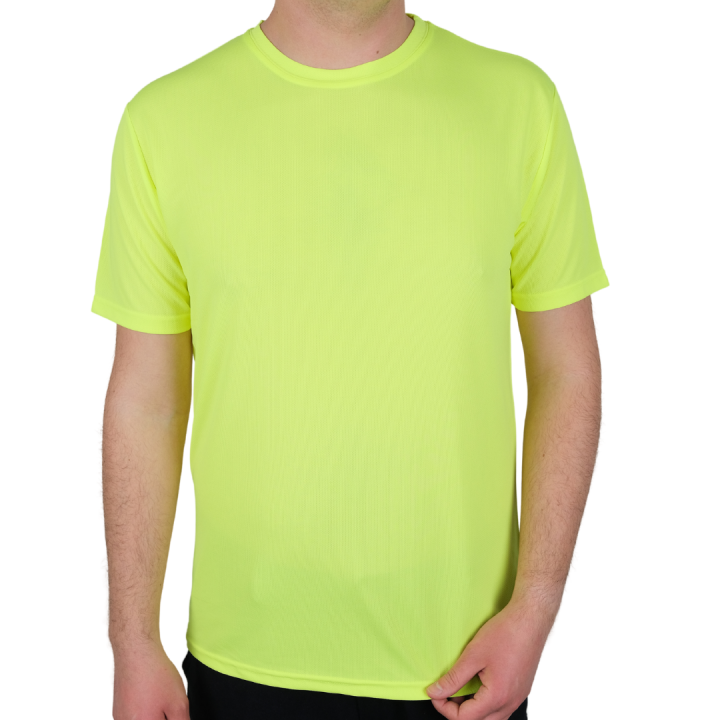 Baskılı Sıfır Yaka T-shirt Sarı - Dry Touch