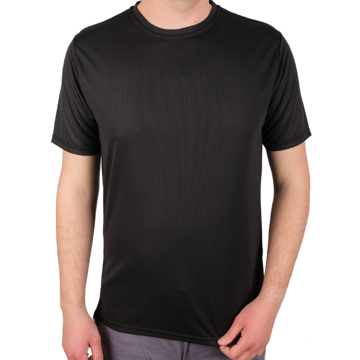 Baskılı Sıfır Yaka T-shirt Siyah - Dry Touch
