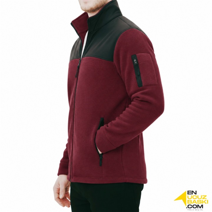Baskılı Softshell Mont Bordo - TOPTAN (10 Adet)
