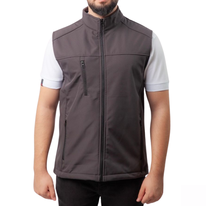 Baskılı Softshell Yelek / Gri - İş Kıyafeti
