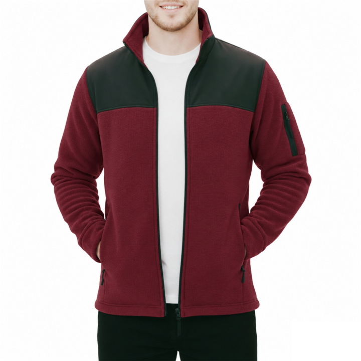 Baskılı Softshelli Polar Mont 3 Cepli / Bordo İş Kıyafeti