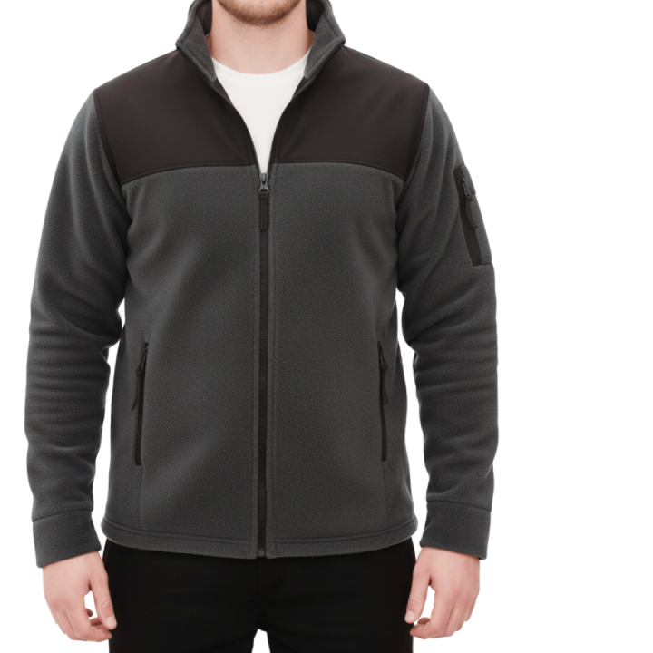 Baskılı Softshelli Polar Mont 3 Cepli / Gri İş Kıyafeti