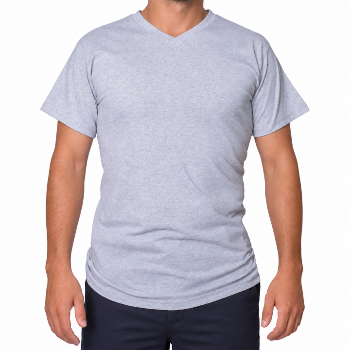 Baskılı V Yaka T-shirt Gri - Company