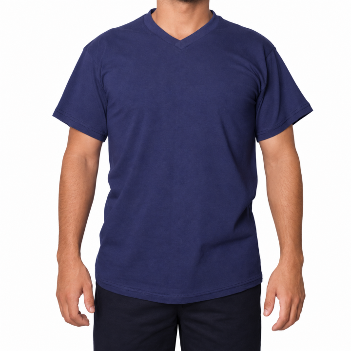Baskılı V Yaka T-shirt Lacivert - Company