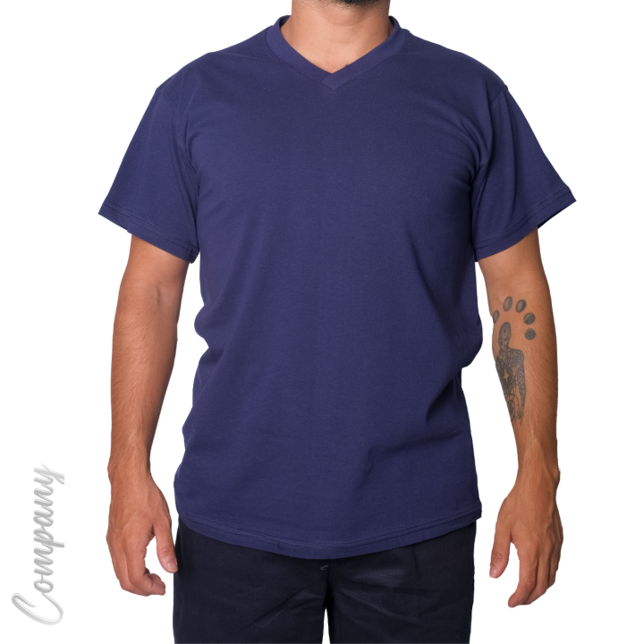 Baskılı V Yaka T-shirt Lacivert - Company