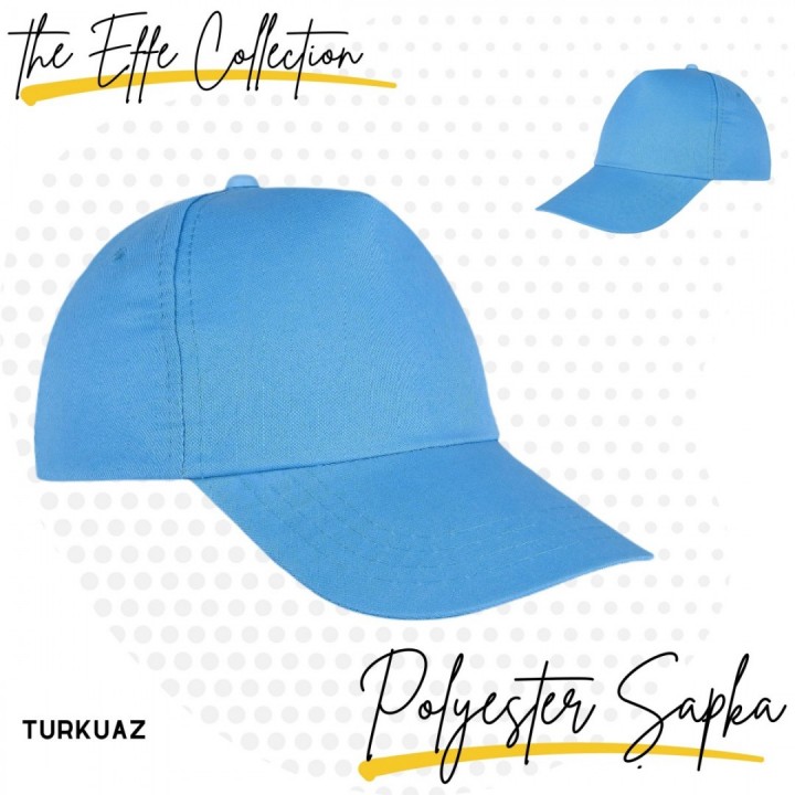 Baskılı Polyester Şapka Turkuaz