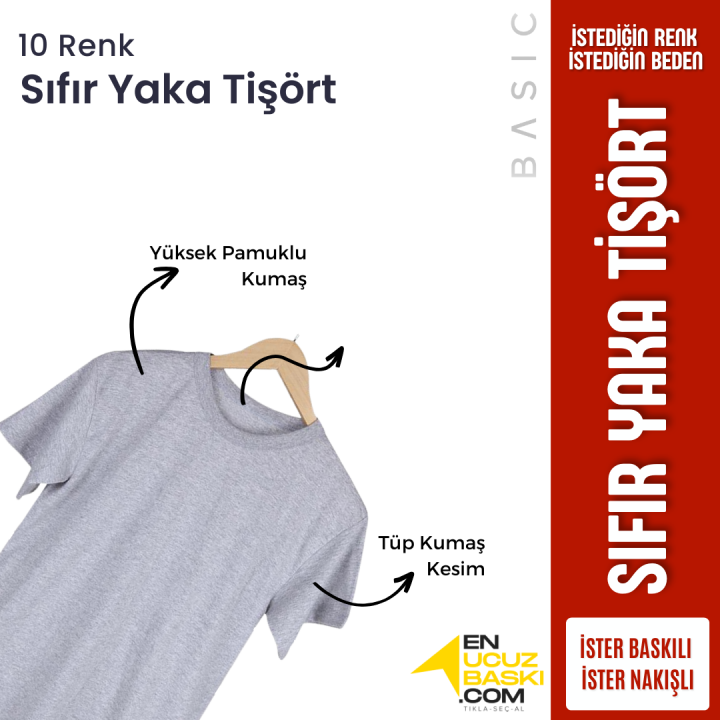 Baskılı Sıfır Yaka Company Tişört Saks Mavi
