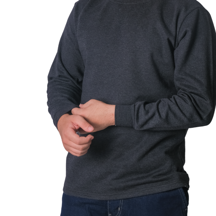 Baskılı Sıfır Yaka Sweat Füme