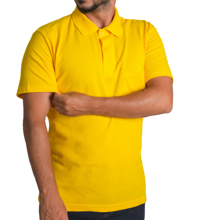 Baskılı Polo Yaka Tişört Basic Sarı