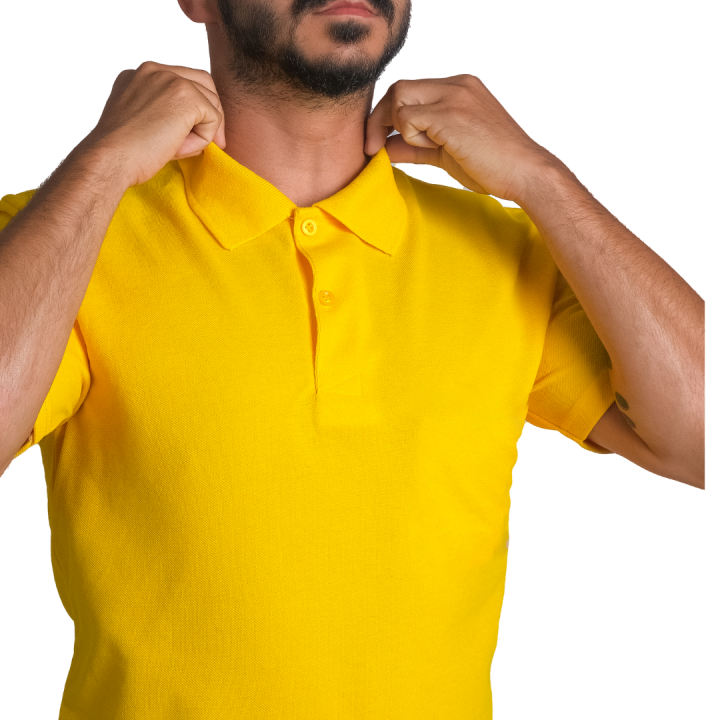 Baskılı Polo Yaka Tişört Basic Sarı
