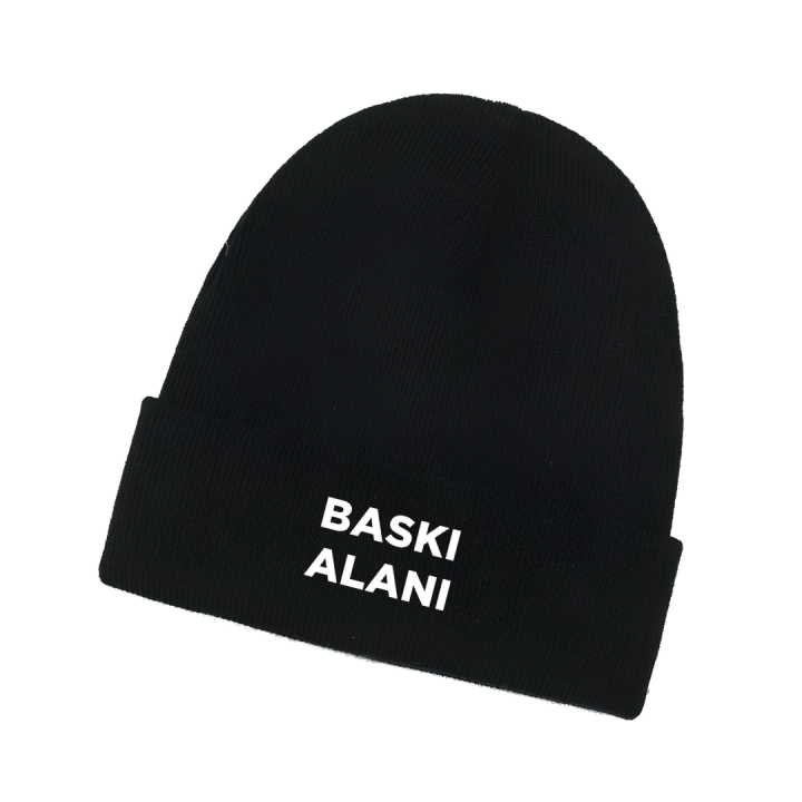 Baskılı Triko Bere Siyah