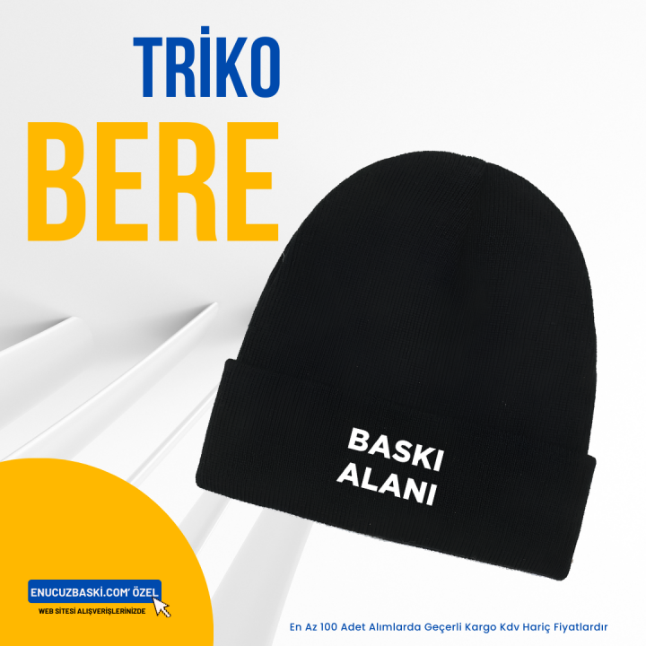 Baskılı Triko Bere Siyah